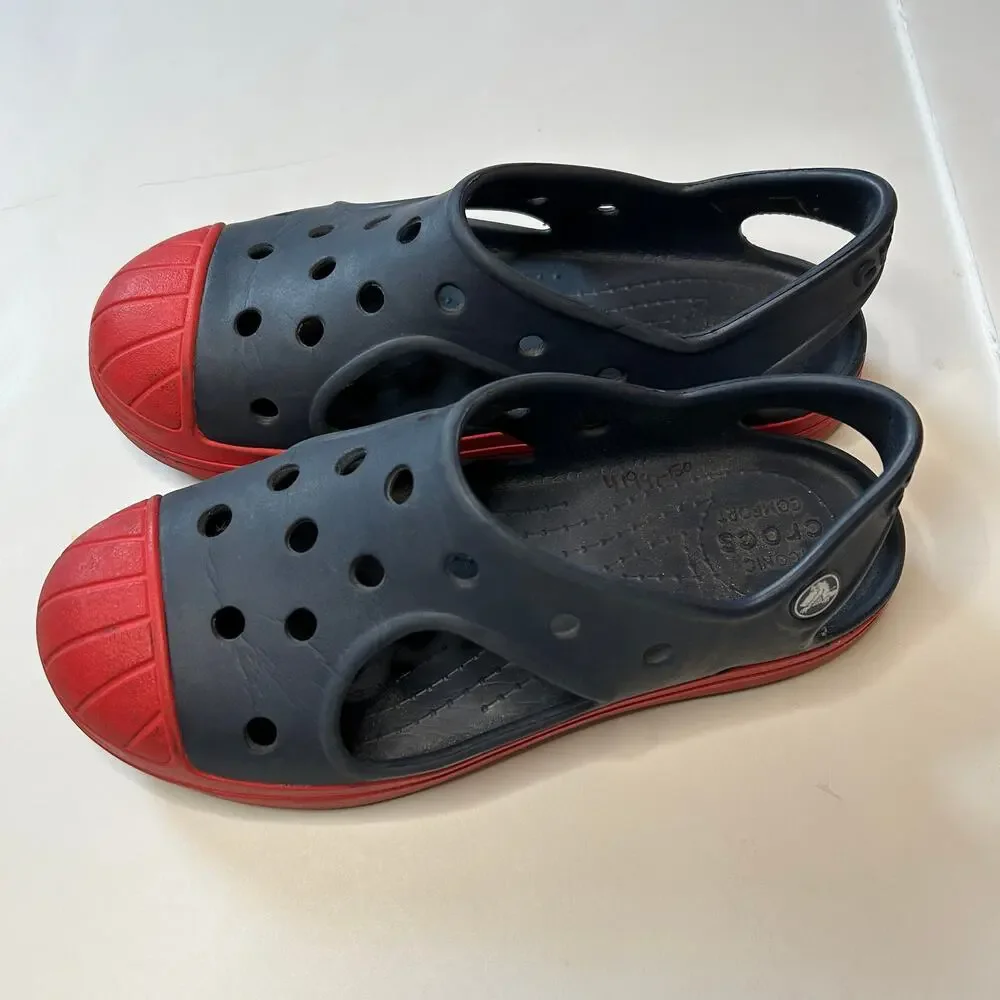 Crocs Bump It Blue/Red Rubber Slip-On Sandals 3